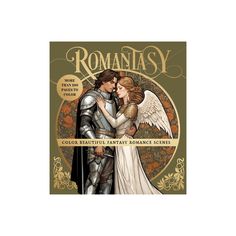 a book cover with an image of a man and woman in armor hugging each other