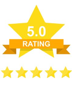 five stars with the word 5 0 ratings on them