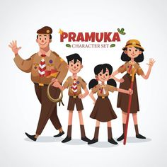 a man and two children are dressed in traditional thai costumes with the caption pramuka character set