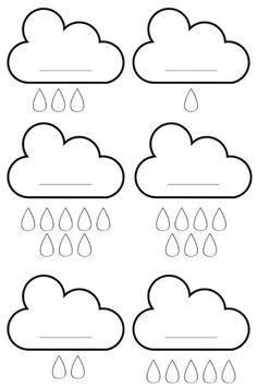 the weather worksheet for kids to learn how to draw rain and cloud shapes