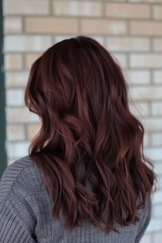 Loved In Hair Color, Red Violet Lowlights In Brown Hair, Radish Brown Hair Color, Brunette To Maroon Hair, Hair Color Ideas Chestnut Brown, Ruby Brown Hair, Dark Natural Auburn Hair, Dark Brown Hair To Auburn, Auburn All Over Hair Color