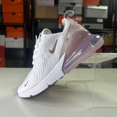 Nike Women's Size 9 Air Max 270 (AH6789 120) White Platinum Violet NIKE CERTIFIED REFURBISHED.  These shoes were refurbished by Nike.  Footwear that has been hand-inspected and restored to very good or better condition.  Please see photos for details. STYLE CODE: AH6789-120 All items are shipped with Tracking Information 100% AUTHENTIC PRODUCT Please see all photos for full item description, details, and condition. Please message prior to purchasing with any questions.  Thanks for looking! Womens Nike Air Max 270, Nike Air Max 270 White, Womens Nike Air Max, Nike Footwear, Christmas Lists, Womens Nike, Nike Air Max 270, Air Max 270, Air Max