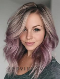 36 Dusty Pink Hair Color Ideas: Hairstyles from Rose Gold to Green, Purple for Blondes, Brunettes Dusty Pink Hair Color, Purple And Blue Highlights, Purple Blonde Hair, Dusty Rose Hair, Dusty Pink Hair, Pink Hair Color Ideas, Lavender Hair Colors, Pink Hair Color, Silver Blonde Hair