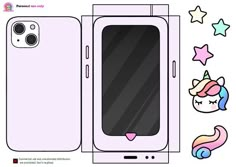 an iphone case with unicorns and stars on the side, as well as a window