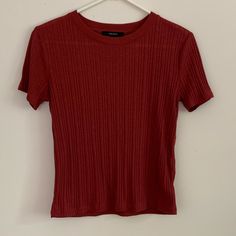 Size: Small Color: Darker Shade Of Red Never Worn, In Very Good Condition This Is From Forever 21. Super Comfortable And The Front Of The Top Looks Cute When It’s Tied In A Knot!! Red Crew Neck Trendy Tops, Trendy Red Crew Neck Top, Trendy Ribbed Tops From Forever 21, Red Ribbed Casual Top, Red Ribbed Summer Top, Red Ribbed Top For Summer, Casual Red Ribbed Top, Red Forever 21 Crew Neck Top, Forever 21 Red Crew Neck Top