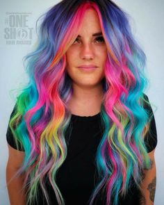 Split Dyed Hair, Vivid Hair Color, Rainbow Hair Color, Cute Hair Colors, Hair Color Crazy, Bright Hair, Hair Dye Colors, Hair Inspiration Color, Mermaid Hair