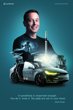 a man standing next to a car with a rocket on it