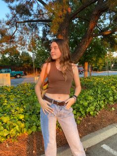 Brown Tank Top Outfit, Brielle 90s Jeans Brandy Melville, Brandy Melville Gina Top, Brown Top Outfit, Brandy Melville Connor Tank, Brandy Melville Ronnie Tank, Brandy Melville Brown Striped Top, Brandy Fits, Brandy Melville Amara Top