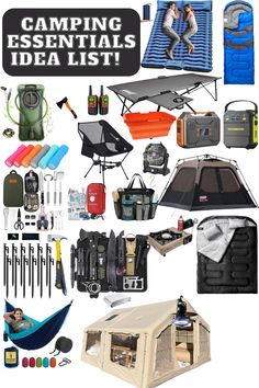 the camping essentials list is full of items