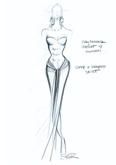 a drawing of a woman's body and dress