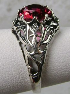 Ruby Ring, sterling silver floral filigree, daisy design #D66 Floral Filigree, Red Ring, Red Rings, Daisy Design, Gorgeous Ring, Red Band, Star Ruby, Sterling Silver Filigree, Ruby Stone