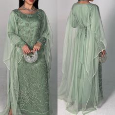 Jiayigong  Satin Embroidery Ribbons Celebrity A-line Boat Neck Bespoke Occasion Gown Long Dresses Embroidered Evening Gown For Eid, Green Floor-length Gown For Ceremonies, Embroidered Long Sleeve Organza Dress, Long Sleeve Gown With Floral Embroidery For Banquets, Long Sleeve Dresses With Intricate Embroidery For Ceremony, Green Gown With Floral Embroidery For Eid, Green Embroidered Gown For Evening, Long Embroidered Evening Gown, Green Embroidered Dress For Ceremony