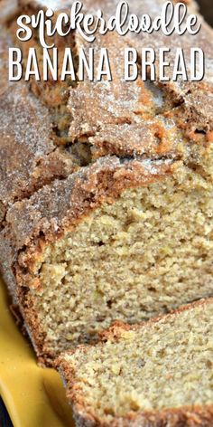 sliced banana bread sitting on top of a yellow plate