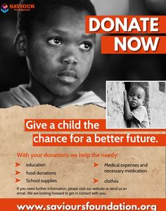 a poster with an image of a child and the words, give a child the chance to change for a better future