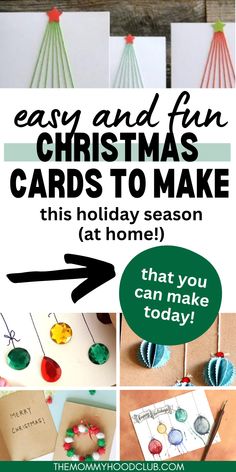 diy handmade holiday christmas cards Simple Craft Gift Ideas, How To Make Homemade Christmas Cards, Kid Diy Christmas Cards, Card Making Christmas Ideas, Easy Home Made Christmas Cards, Kids Holiday Cards Diy, Home Made Christmas Cards For Kids, Diy Kid Christmas Cards, Easy Homemade Christmas Cards Simple