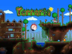 the title screen for terraria, an old - school computer game that is now on sale