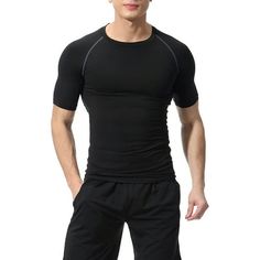 GZWYHT Mens T-Shirts,Compression Shirt Men's Spring And Summer Solid Color Quick Drying Breathable Tights Sweat Basketball Training Sports Wear Fitness Top Tshirts Shirts,Workout Shirts Black S The preferential price and the quality of the upper level are our top priority Dear Customer: To avoid choosing the wrong size, please read the size label carefully. Note: Our size is Asian size, Asian size is smaller than European size and US size. 1 inch = 2.54 cm, 1 cm = 0.39 inches Size: S Bust: 88-10 Male Compression Shirt, Compression Shirt Outfit Men, Dry Fit Tshirts, Workout Clothes Men, Compression Shirt Men, Shirt Outfit Men, Compression Top, Gala Fashion, Fitness Top