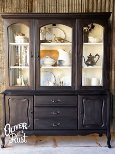 an old china cabinet with glass doors is displayed on the instagram page for this photo