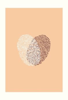 two fingerprints on an orange background with the word, i love you written in it