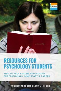 a girl reading a book with the title resources for psychology students