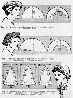 an old fashion diagram shows how to make hats for women with different shapes and sizes