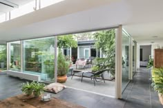 a living room filled with furniture and lots of plants