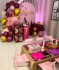 a birthday party with balloons and decorations