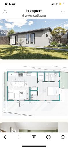 the floor plan for a small house with two rooms and one living room in it