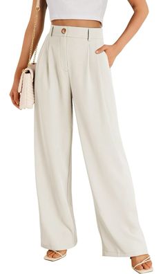 Office attire. Wide leg dress trousers. #amazon Work Pants Women, Leisure Suit, Wide Leg Dress Pants, Work Trousers, Business Work, Jumpsuits And Romper, Suit Pants, Ankle Length Pants, Womens Dress Pants