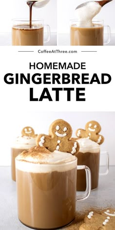 homemade gingerbread latte recipe in two mugs