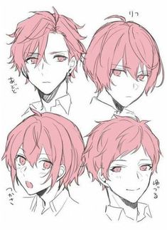 some anime hairstyles for guys the 6 are pink and white with red hair