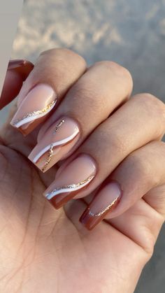 Acrylic Nail Fall Colors, Fancy Nails Designs, Easy Nails, Simple Gel Nails, Her Nails, Work Nails, Fall Acrylic Nails