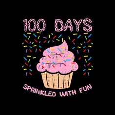 a pink frosted cupcake with sprinkles on it that says, 10 days