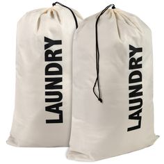 two laundry bags sitting next to each other