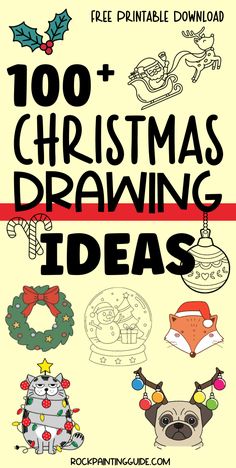 a christmas drawing book with the title'100 + christmas drawing ideas '