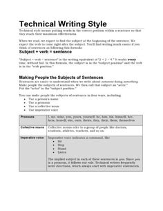 a paper with the text technical writing style