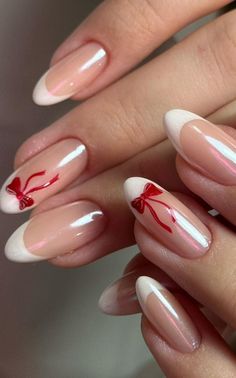 Get inspired by 30+ adorable bow nail designs, from cute 3D bow nails to short and sweet styles in pink, red, white, gold, and black. This also includes coquette nails, ribbon nails, short bow nails, french tip bow nails, bow nail art. (📷 hono_nails IG) Cute Nail Inspo Colorful, French Tip Nails On Short Nails, Non Acrylic Nail Designs, Nail Designs Small Nails, Draw Nails Art, Red And Pink Nails French, Nail Ideas For Boyfriend, Nails For Red Outfit, French With Bow Nails