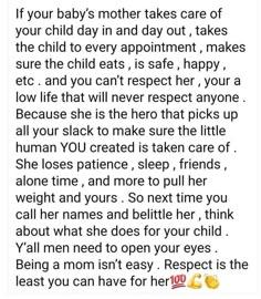 the text on this page reads, if your baby's mother takes care of her child