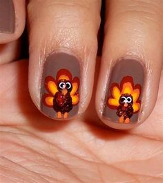 Thanksgiving Nails Easy, Nail Thanksgiving, Holiday Nails Thanksgiving, Blue Thanksgiving, Turkey Nails, Art Beginners, Kids Nail Designs, Beginners Art, Pink Thanksgiving