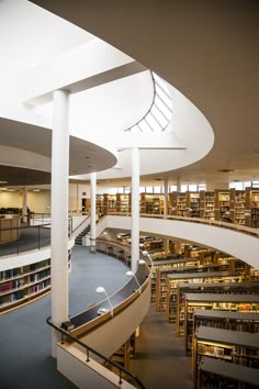 the interior of a large library with many bookshelves