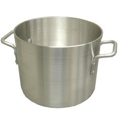 a large stainless steel pot with handles