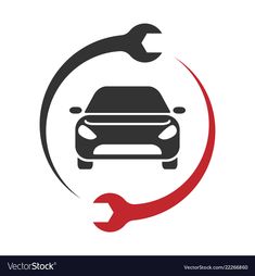 a wrench and a car icon in a circle with the image of a car