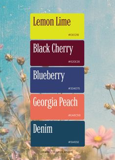 the cover of lemon lime, black cherry, blueberry, georgia peach and denim