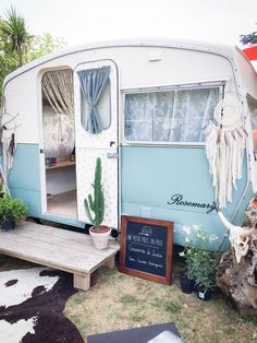 an old camper has been converted into a mobile home