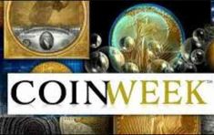 the coin week logo is shown in front of many different types of gold and silver coins