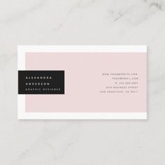 a pink and black business card