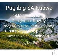 an image with the words tag ibig sa kapwa and mountains in the background