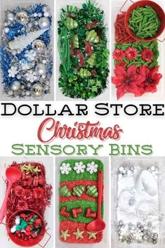 dollar store christmas sensory bins