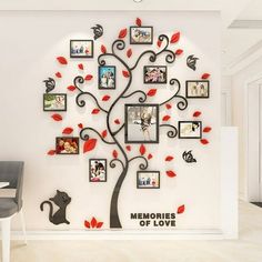 a family tree with many pictures on it and the words memories of love written below