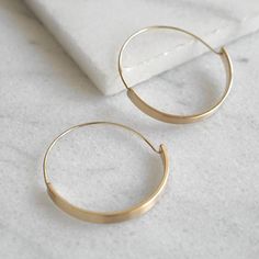 Flat Hoop Earrings - Gold Tone Flat Hoop Earrings, Pendulum Earrings, Silver Crystal Earrings, Big Hoop Earrings, Circle Earrings Studs, Anniversary Jewelry